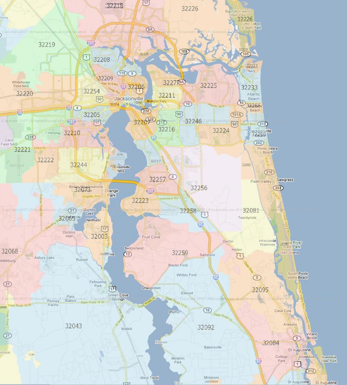 zip code map Jacksonville