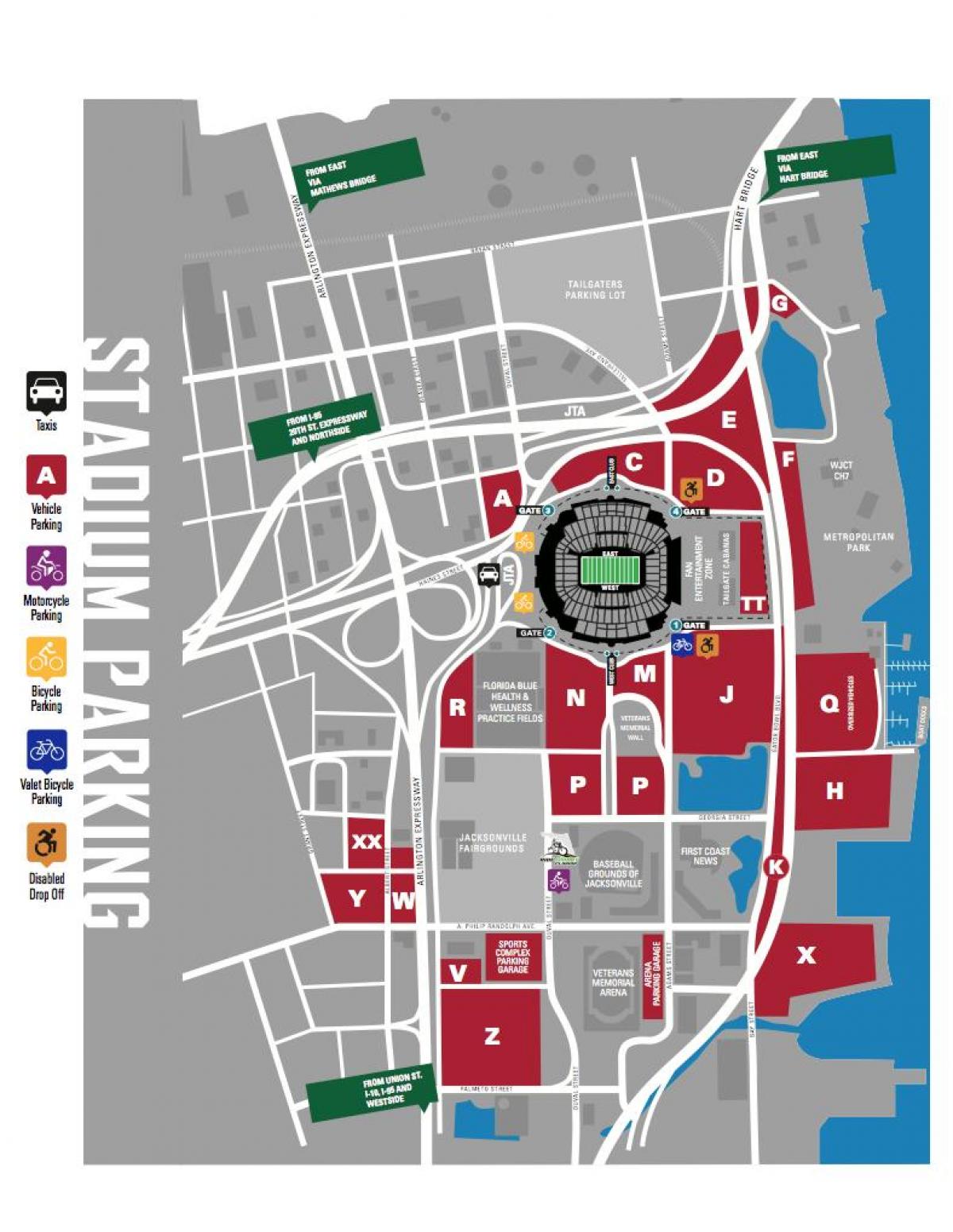 map of everbank field parking