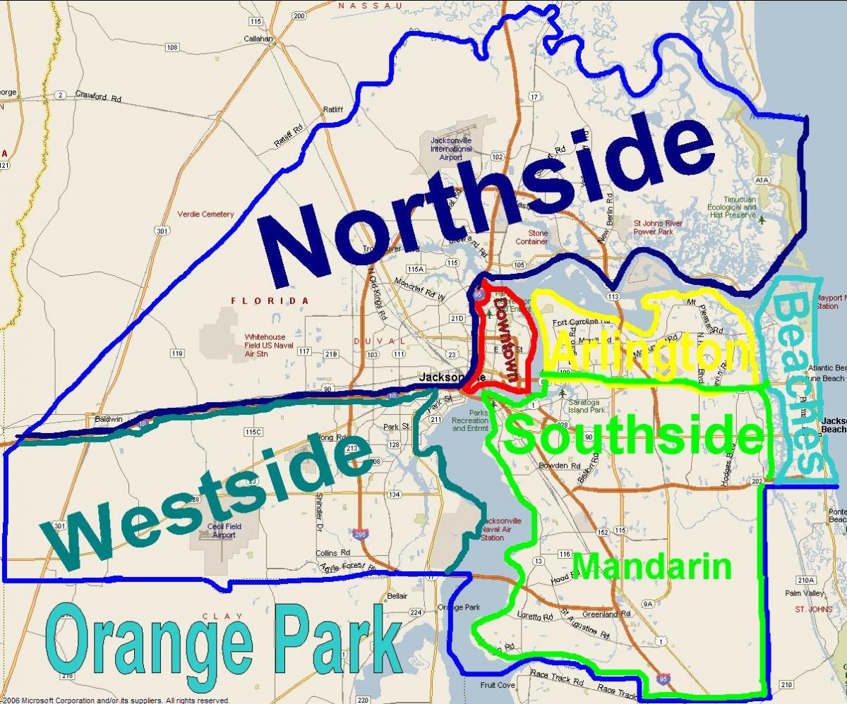 map of Jacksonville area