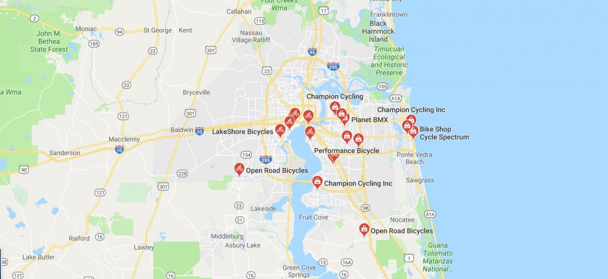 map of Jacksonville bike