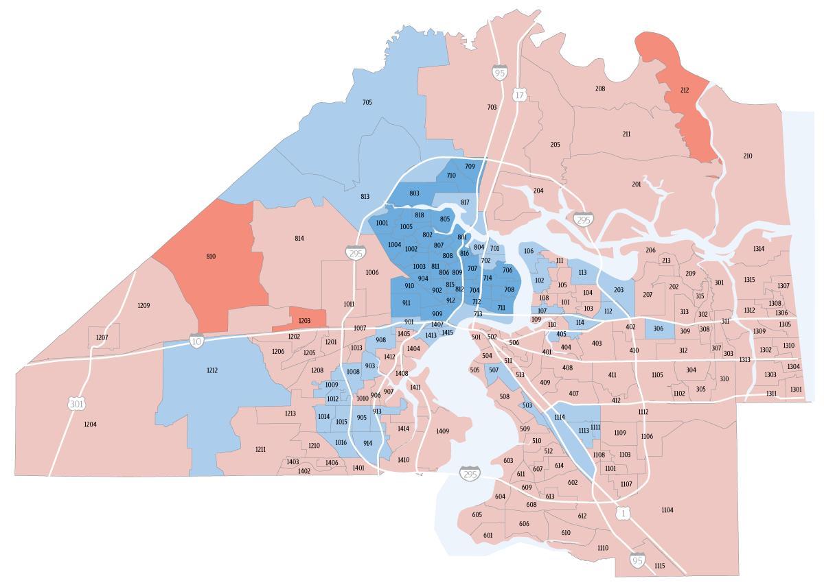 Jacksonville Florida county map