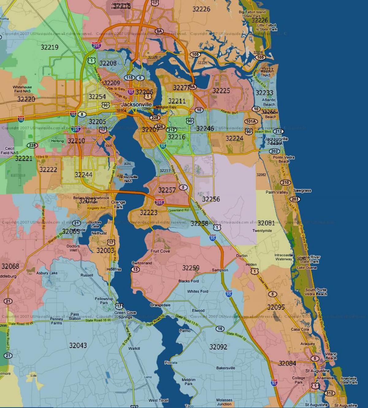 jax FL zip code map