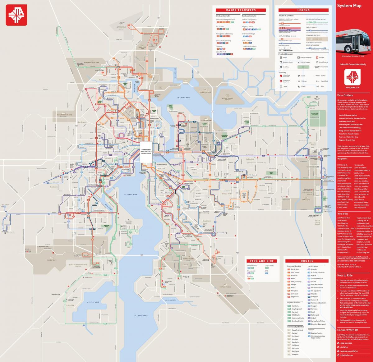 Jacksonville bus map