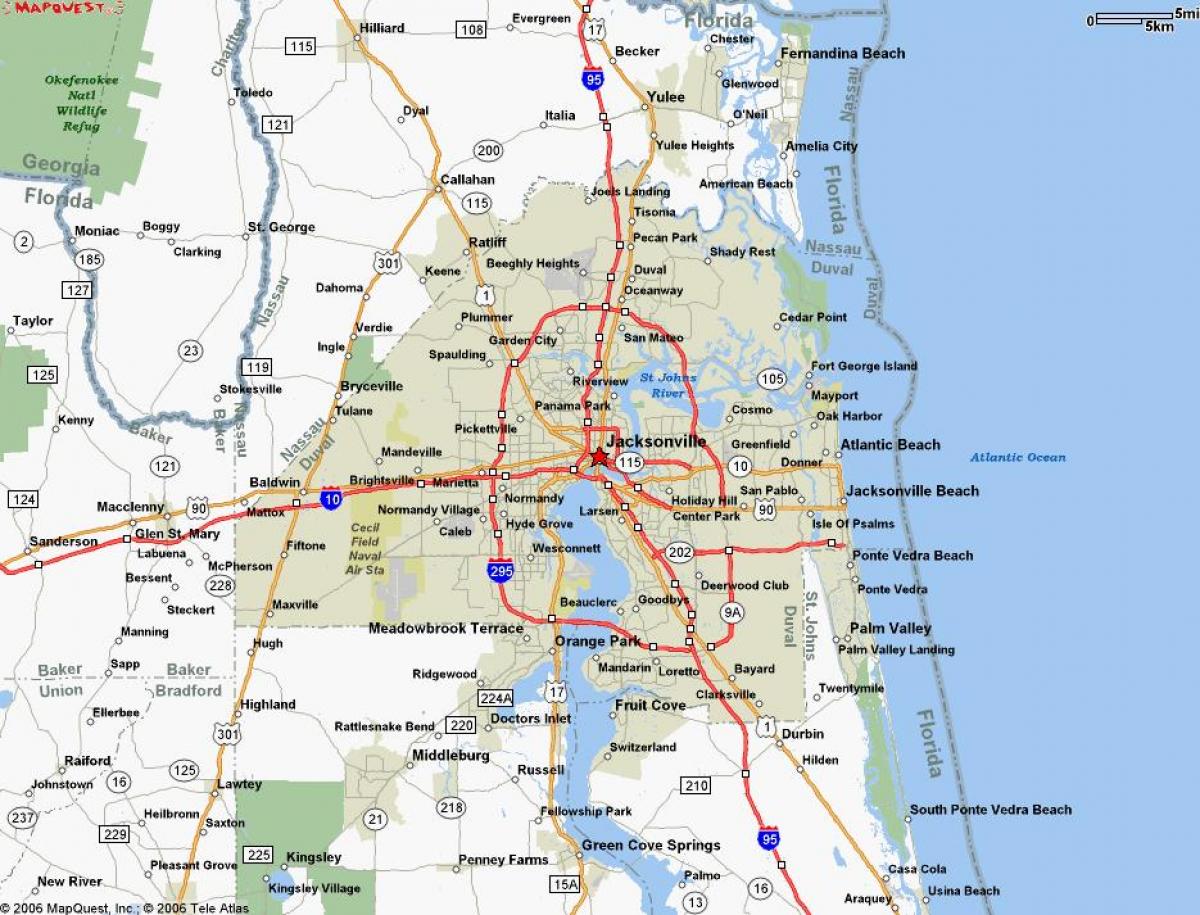 Jacksonville Florida on a map