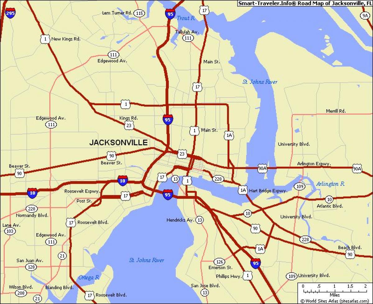 Jacksonville on a map